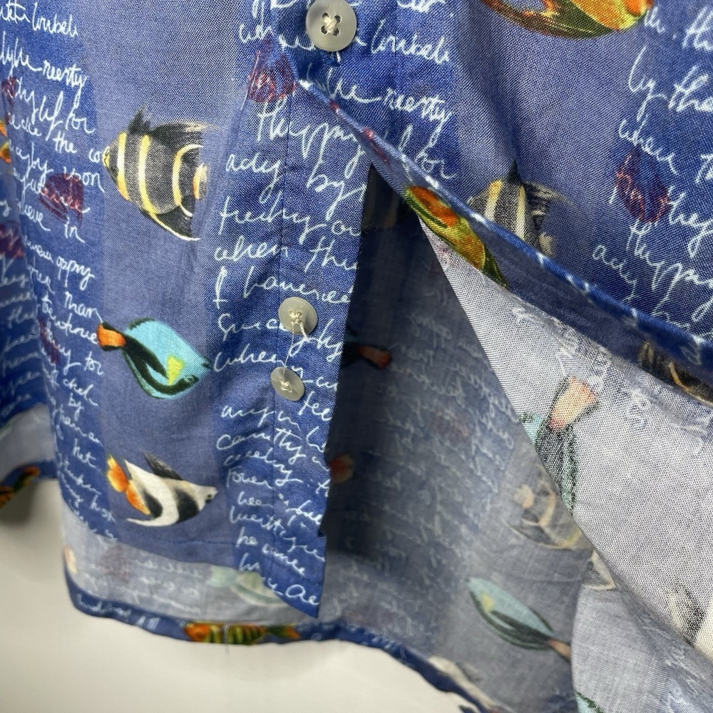 Vintage Pierre Cardin Rayon Button Up Tropical Fish Shirt XXL Lightweight NWT - Picture 5 of 14